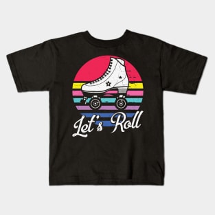 Let's Roll Retro Roller Derby Funny Vintage Roller Skate Lover Gift Kids T-Shirt